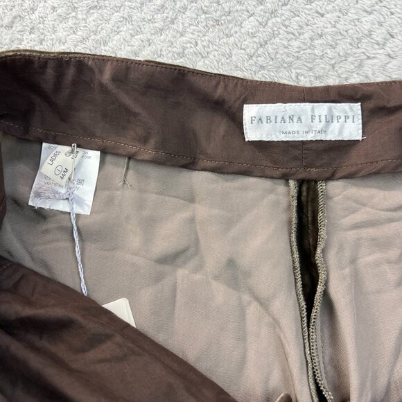 Fabiana Filippi Crushed Velvet Trouser Silk Blend Champagne Quiet Luxury Sz 44 - Picture 3 of 13